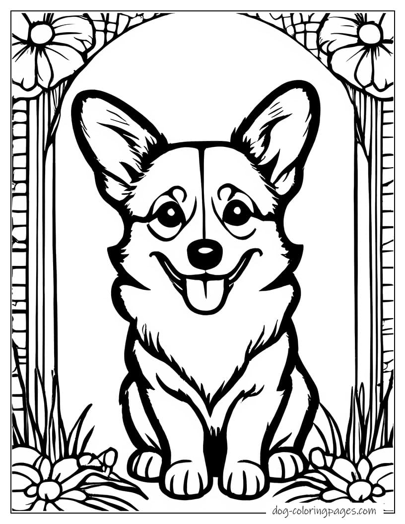 Corgi In Front Of Door